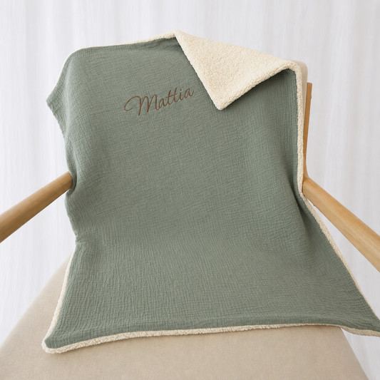 couverture bébé personnalisé double gaze de coton brodée prénom